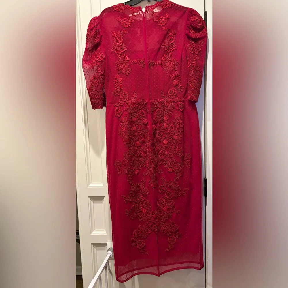 Zuhair Murad Red Lace Pencil Midi Gown Never Worn With Tags - Picture 5 of 8